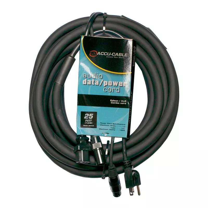 Accu-Cable SKAC25, 25 Ft XLR and AC Combo Cable