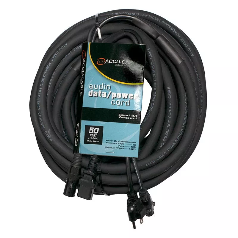 Accu-Cable SKAC50, 50 Ft XLR and AC Combo Cable