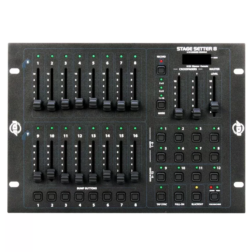 ADJ Stage Setter 8, 8 Channel DMX Dimmer Board, 8 Programmable Patterns, 4 Built-In Programs, MIDI