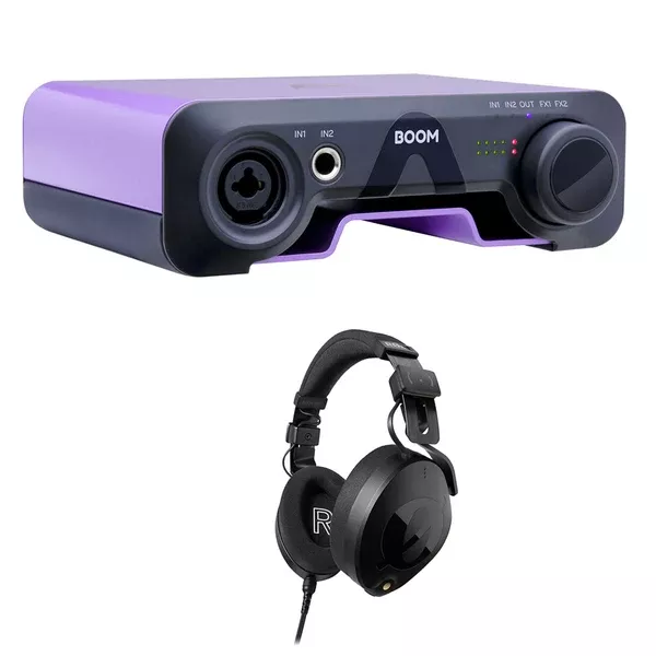 Apogee Electronics BOOM Desktop USB Type-C Audio Interface with Built-In Hardware DSP FX Bundle with AKG K240 Studio Pro Over-Ear Headphones