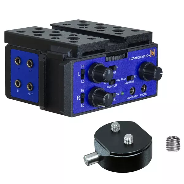 Beachtek DXA-MICRO-PRO PLUS Active Audio Adapter for DSLRs and Camcorders Bundle with Beachtek V-CLIK Quick Release Plate