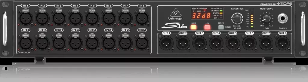 Behringer S16 I/O Box with 16 Remote-Controllable Midas Preamps