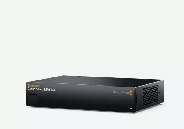 Blackmagic Cloud Store Mini 16TB, Larger capacity model features 16 TB capacity, as well as RAID 0 flash memory core, 10G Ethernet, 1G Ethernet, USB-C and Blackmagic Cloud sync for distributing files globally