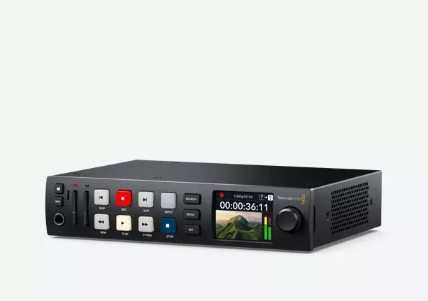 Blackmagic HyperDeck Studio HD Plus, Includes features of the Mini model plus better transport controls, front panel headphone and speaker, 6G- SDI and fill and key out