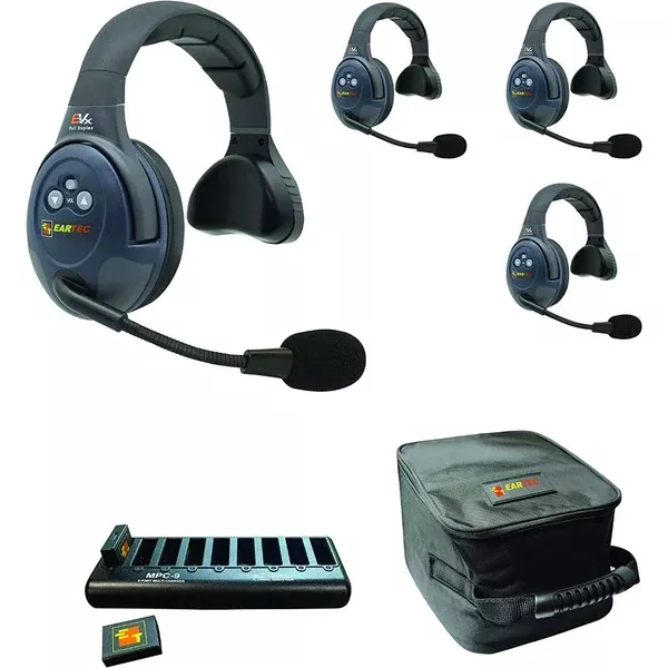 Eartec EVADE EVX4S Light-Industrial Full-Duplex Wireless Intercom System with 4 Single-Ear Headsets (2.4 GHz)