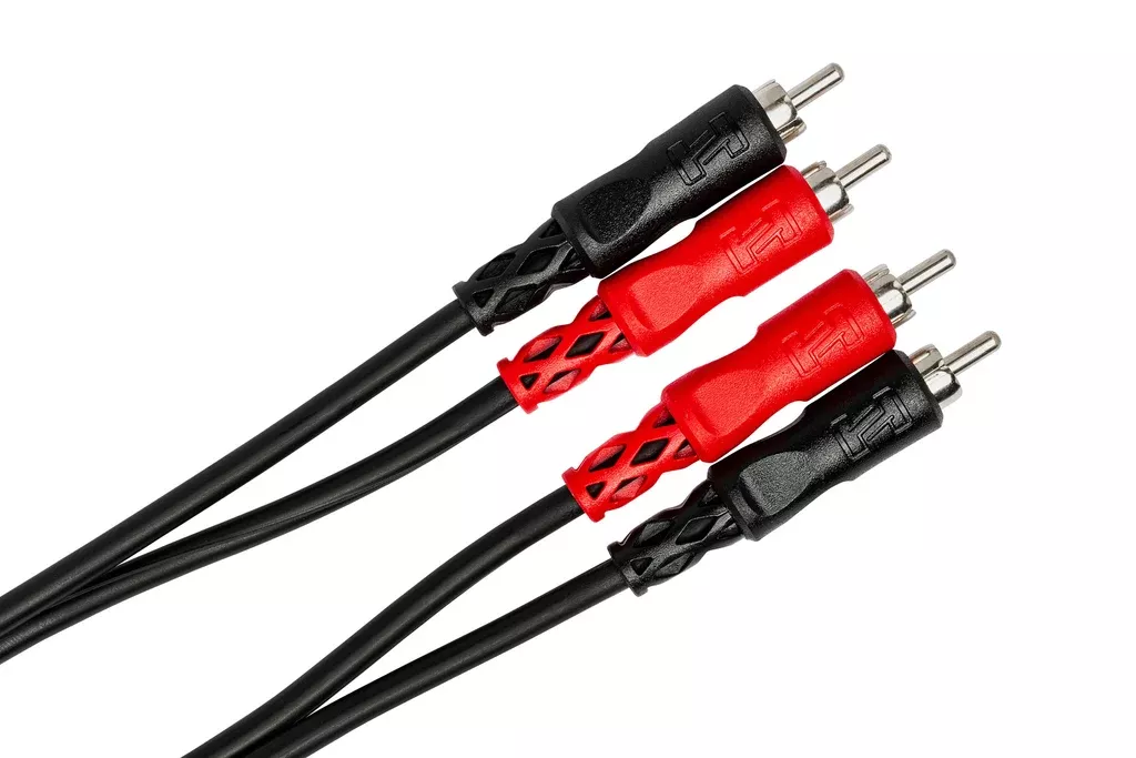 HOSA - Stereo Interconnect, Dual Right-angle RCA to Same, 2 m