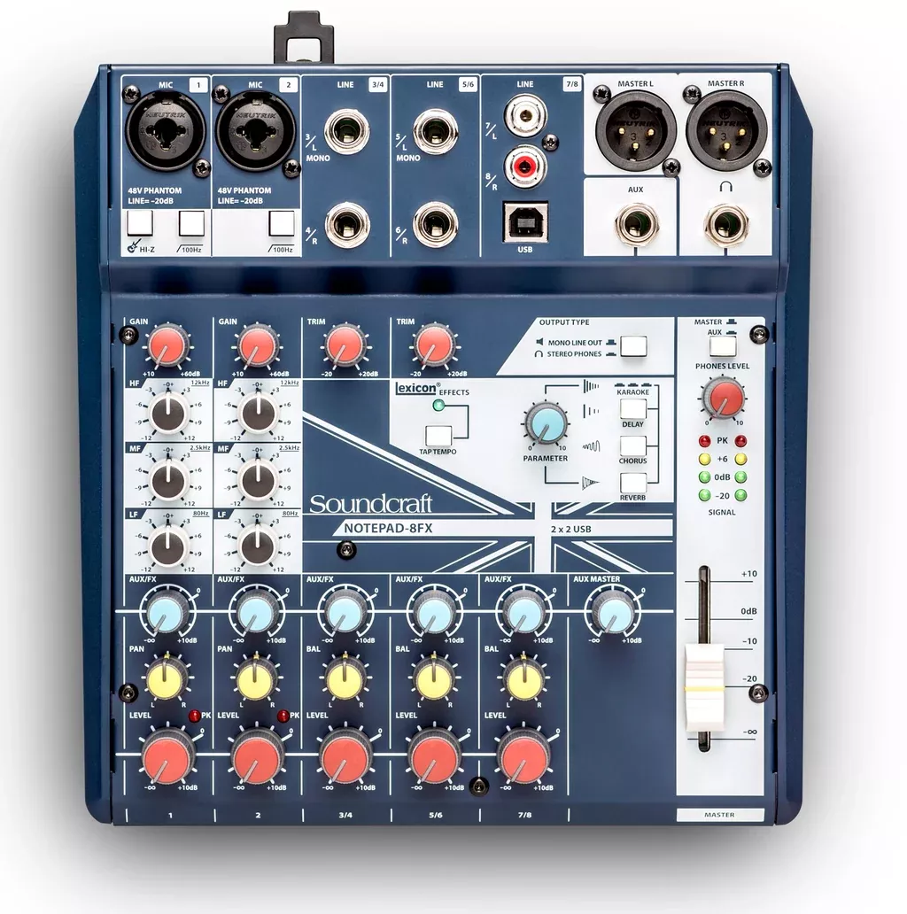 Soundcraft Notepad-8FX Analog Mixing Console with USB and Lexicon Effects