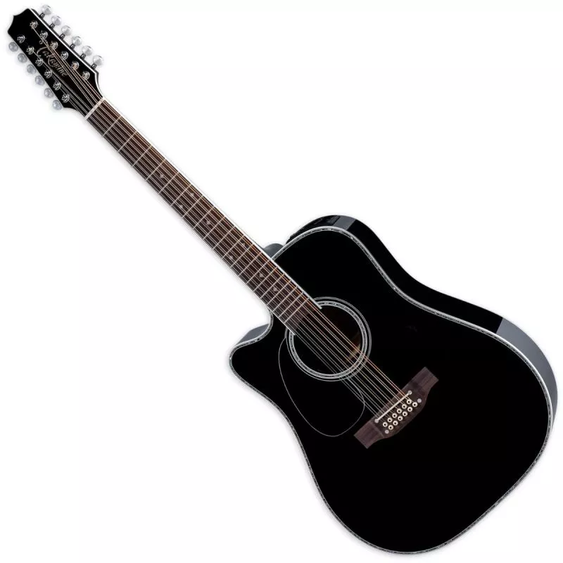 Takamine EF381DX Lefty Dreadnought 12 String Guitar Black